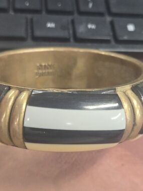 Mango Black, White and Cream Enamel Stripe Bangle